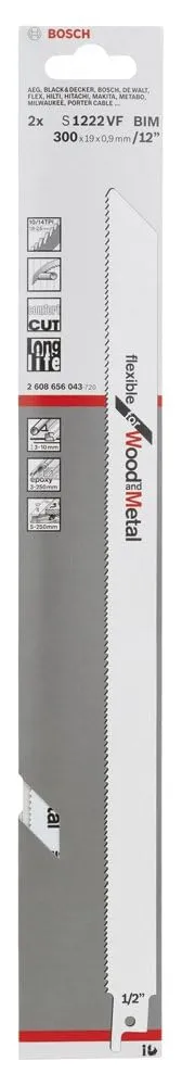 Bosch Expert S1222VF Lame Gattuccio Legno Metallo 2 pz