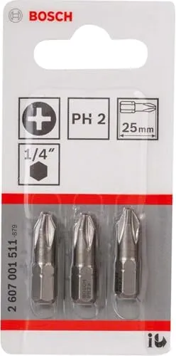 Bosch Professional Bit PH2 25 mm Acciaio 3 Pezzi