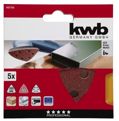 KWB Triangoli Abrasivi Delta 105 mm Grana 80 5 Pezzi