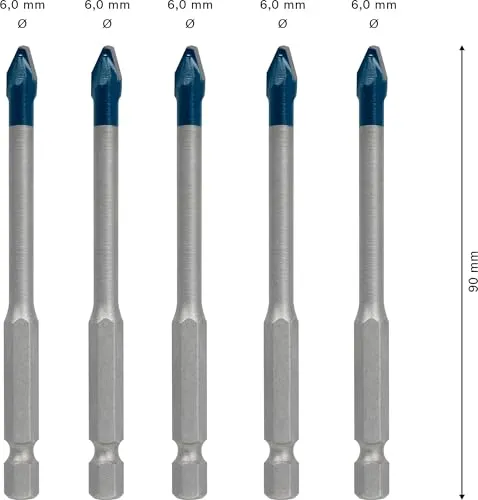 Bosch Expert HEX-9 Hard Ceramic punte 6 mm 5 pz per piastrelle dure