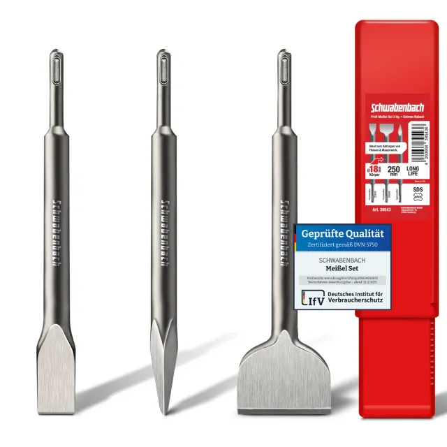 Schwabenbach SDS-Plus scalpelli 250 mm set 3 pezzi acciaio