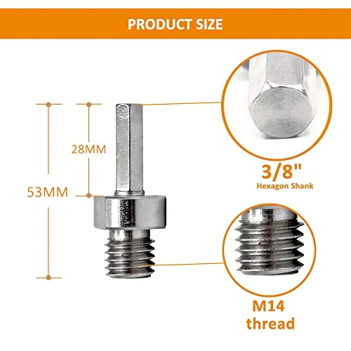 BGTEC adattatore M14 - esagonale 3/8" 53 mm 2 pezzi acciaio