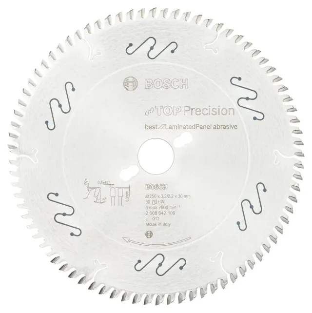 Bosch Expert Top Precision lama circolare 250x30 80T laminato