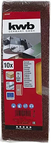 KWB Nastri Abrasivi 75x533 mm K80 Legno Metallo 10 pz
