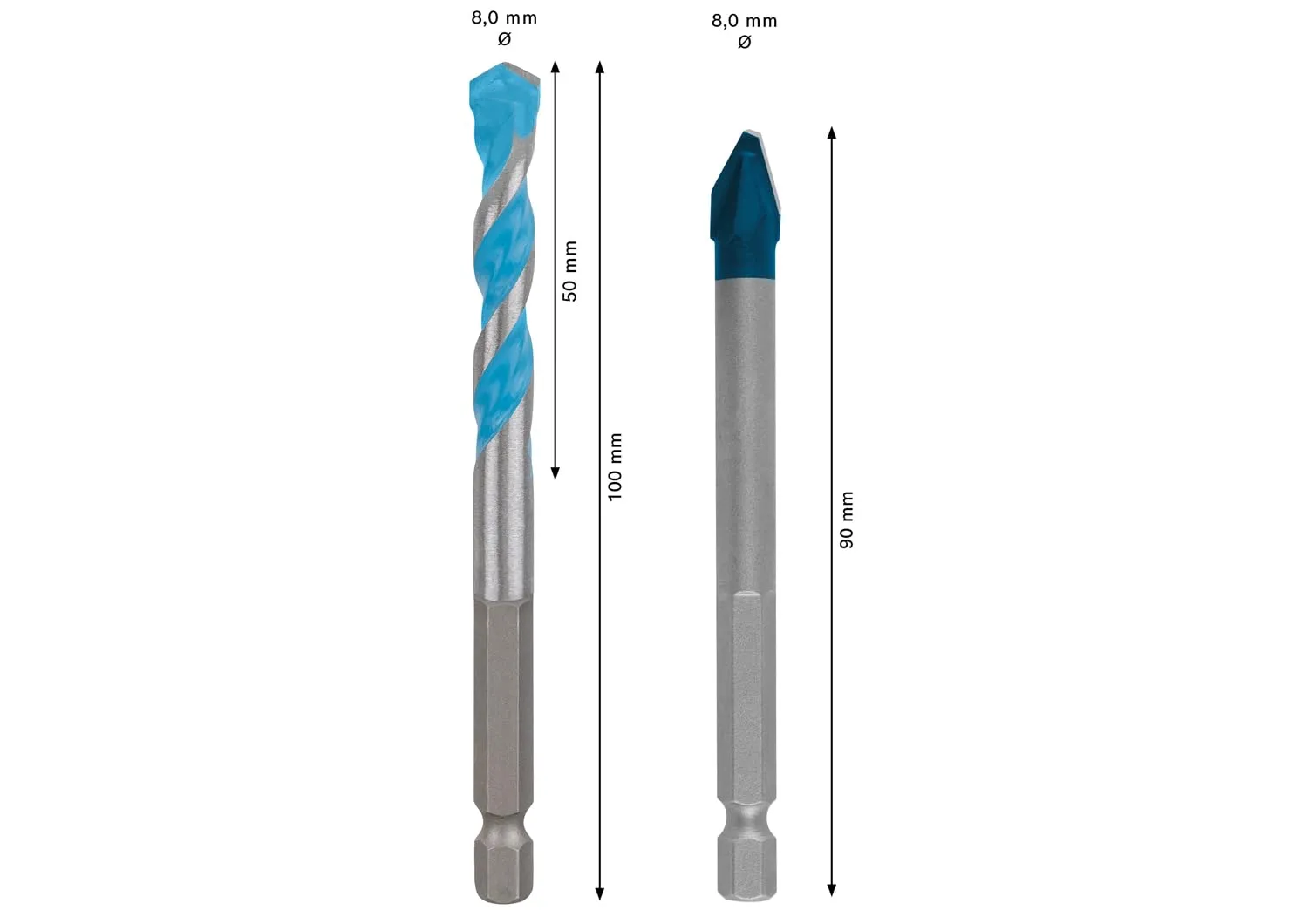 Bosch Expert HEX-9 punte trapano 8 mm 2 pz ceramica muro