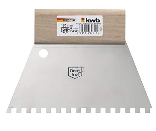 KWB 0327-18 spatola dentata inox 180 mm denti 6 mm
