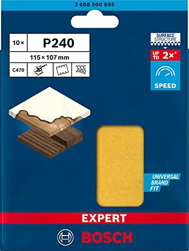 Bosch Expert C470 carta abrasiva G240 10 pezzi 6 fori