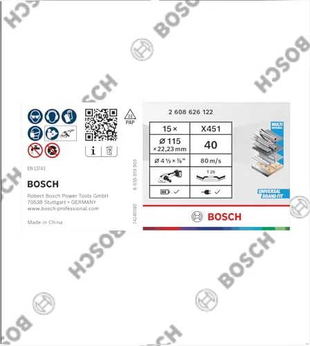 Bosch X451 disco lamellare 115 mm acciaio grana 40-60 15 pezzi