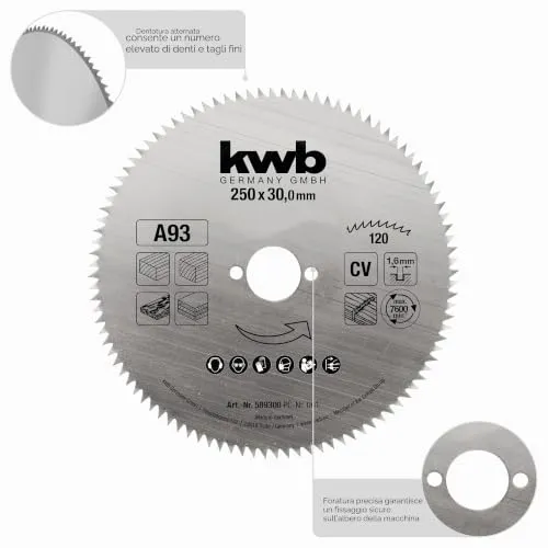 KWB Lama Sega Circolare 200x16 mm 72 Denti Taglio Fine