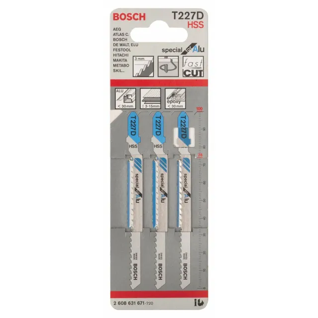 Bosch Expert T 227 D lame seghetto alternativo alluminio 3 pz