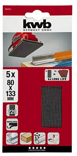KWB carta abrasiva rete 80x133 mm K220 5 pz
