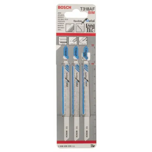 Bosch Expert T 318 AF Lama Seghetto Alternativo Metallo 3pz Flessibile