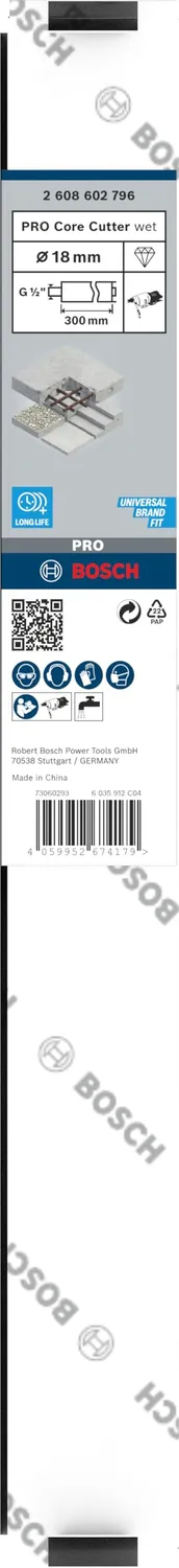 Bosch Expert Pro Wet corona diamantata 18x300 mm G1/2 calcestruzzo