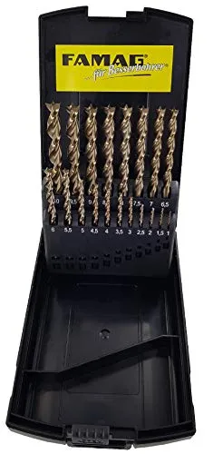 Famag HSS-G set punte elicoidali legno 19 pezzi legni duri