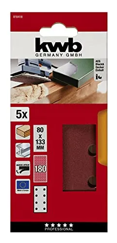 KWB 8184-18 carta vetrata 80x133 mm grana 180 5 pezzi