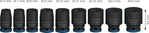 Bosch Expert PRO Impact bussole 1/4" esagonali 9 pz
