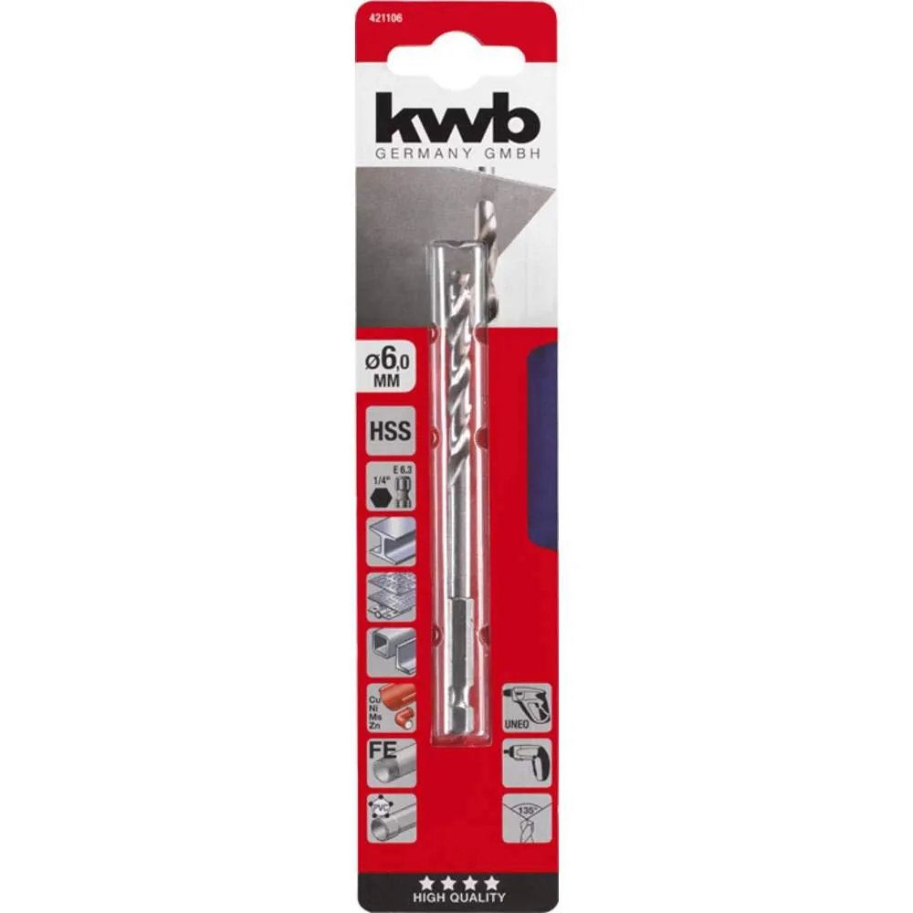 KWB 421106 punta metallo HSS 6 mm esagonale