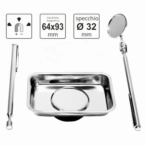 S&R Kit magnetico 3 pz vaschetta penna specchio officina