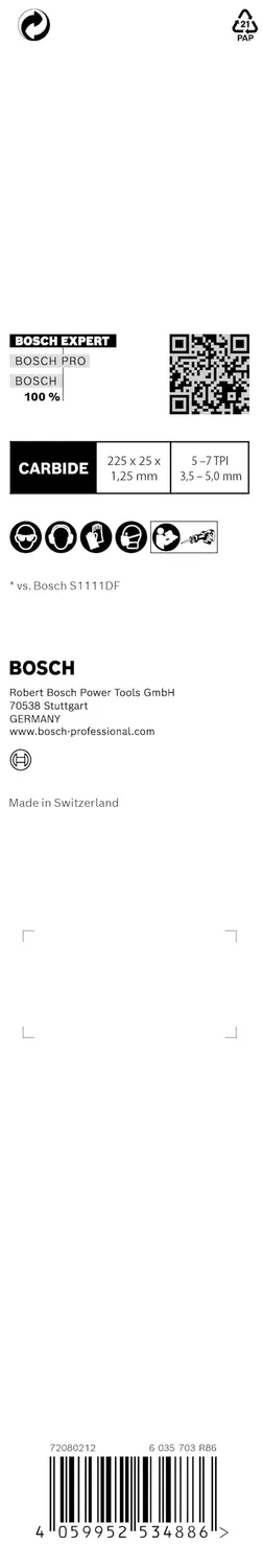 Bosch Expert Lama sega universale S1167XHM 225 mm carburo