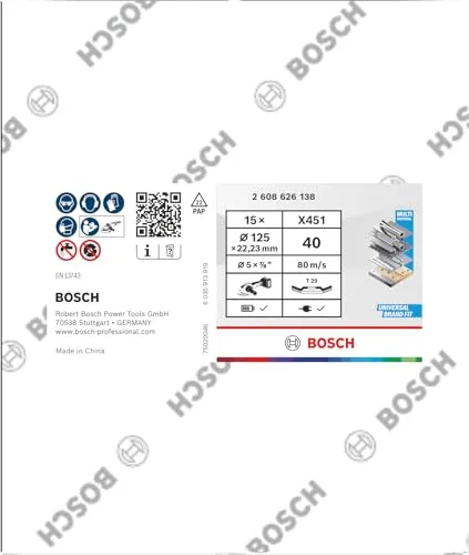 Bosch Expert X451 disco lamellare 125 mm G40 15 pezzi T29