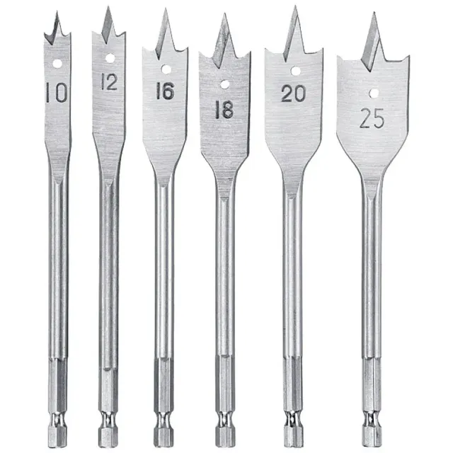 KWB set mecchie piatte legno 6 pz 10-25 mm attacco 1/4"