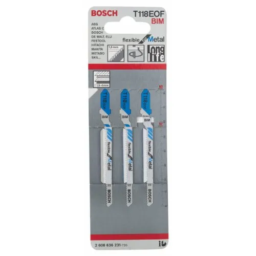 Bosch Expert T 118 EOF Lame Seghetto Metallo 3 Pezzi