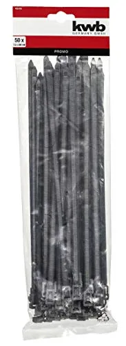 KWB fascette cavi riutilizzabili 7,2x300 mm nere 50 pezzi