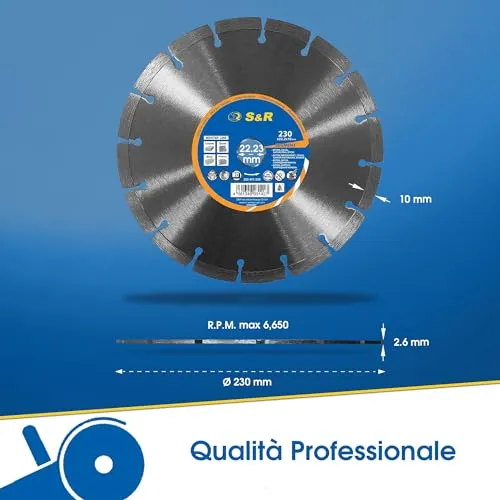 S&R disco diamantato 230x22,2 mm cemento pietra taglio a secco