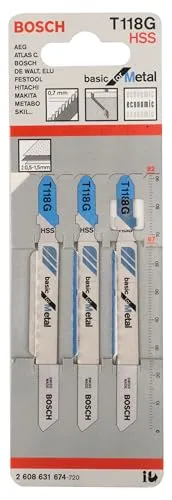 Bosch T 118 G Basic lame seghetto alternativo 3 pezzi per metallo