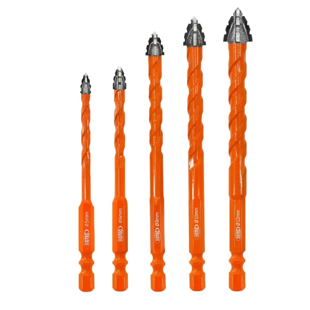 BGTEC Set 5 Punte Trapano 5-12 mm Muro Gres Vetro