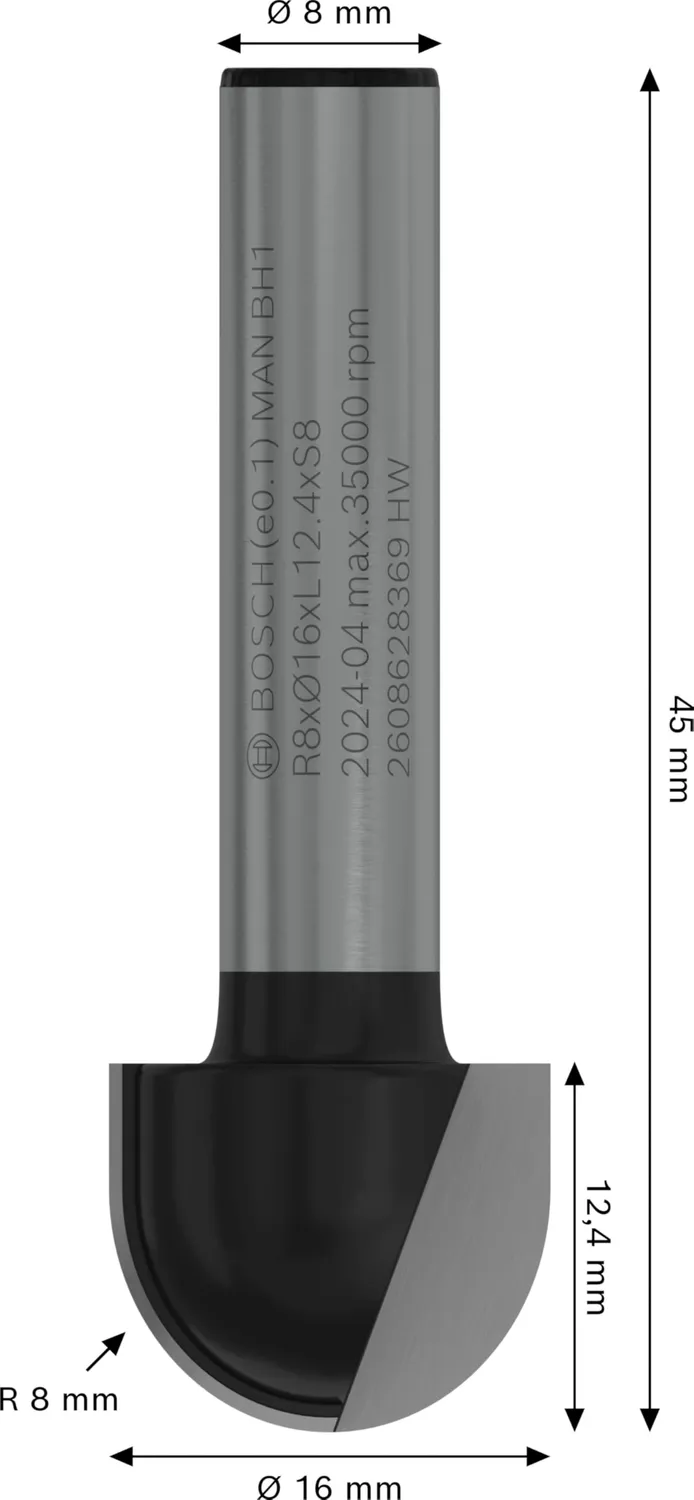 Bosch Professional fresa scanalature 8x16x45 mm legno