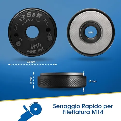 S&R dado flangia serraggio rapido M14 smerigliatrice 46 mm