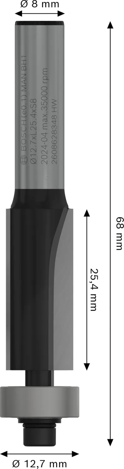 Bosch 2608628348 fresa per rifilare legno metallo duro