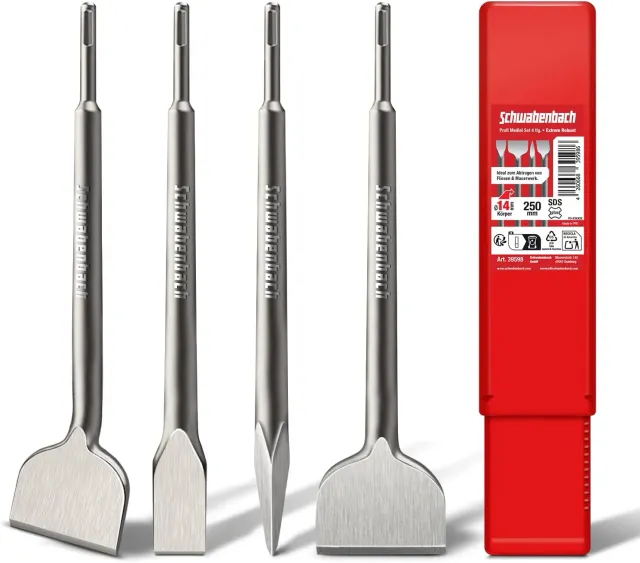 Schwabenbach scalpelli SDS Plus 250 mm set 4 pezzi