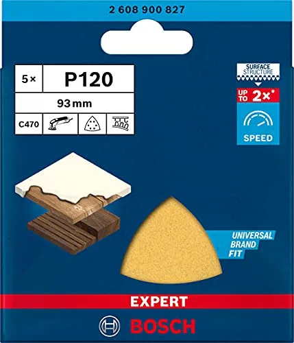Bosch Expert C470 Delta 93 mm Carta Vetrata G120 5 Pezzi