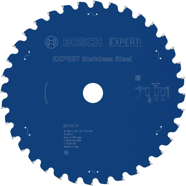 Bosch Expert Lama circolare 185 mm per inox 36 denti