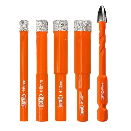 BGTEC set punte diamantate 6-12 mm 5 pezzi con carburo