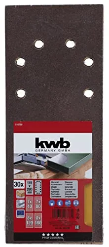 KWB strisce abrasive carta 115x280 mm corindone grane 40-180