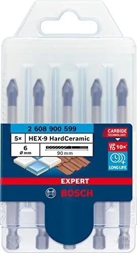 Bosch Expert HEX-9 Hard Ceramic punte 6 mm 5 pz per piastrelle dure