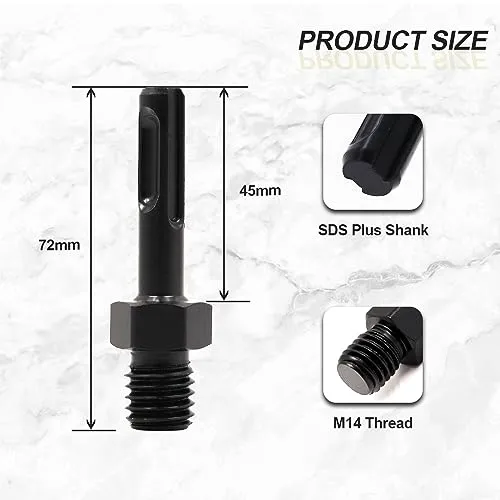 SANLEETEK Adattatore M14 SDS Plus punte 2 pezzi corona diamantata