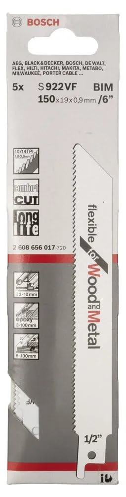 Bosch Expert S922VF Lame Gattuccio 5 Pz Legno Metallo