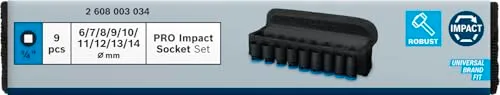 Bosch Expert PRO Impact bussole 1/4" esagonali 9 pz