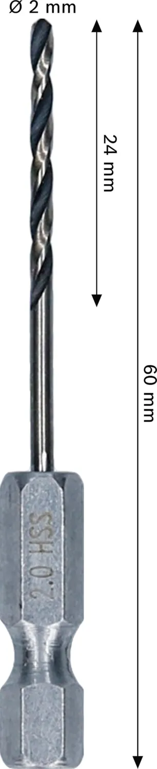 Bosch Expert punta HSS metallo 2 mm attacco esagonale 1/4"