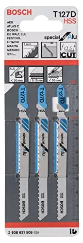 Bosch Expert T 127 D lame seghetto 3 pezzi per alluminio