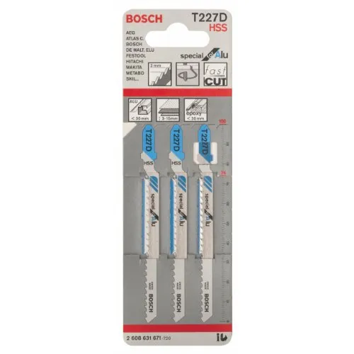 Bosch Expert T 227 D lame seghetto alternativo alluminio 3 pz